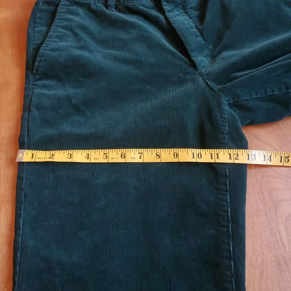 IZOD Corduroy Pants 35 x 28 (36x29 Label) Green Straight Leg Casual Chino Preppy - Picture 10 of 11